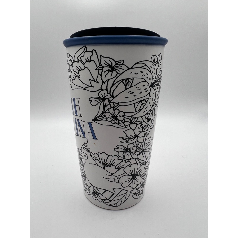 STARBUCKS - RARE! - NORTH CAROLINA - Ceramic Coffee Tea Tumbler w/ Lid - 12oz - Picture 4 of 7
